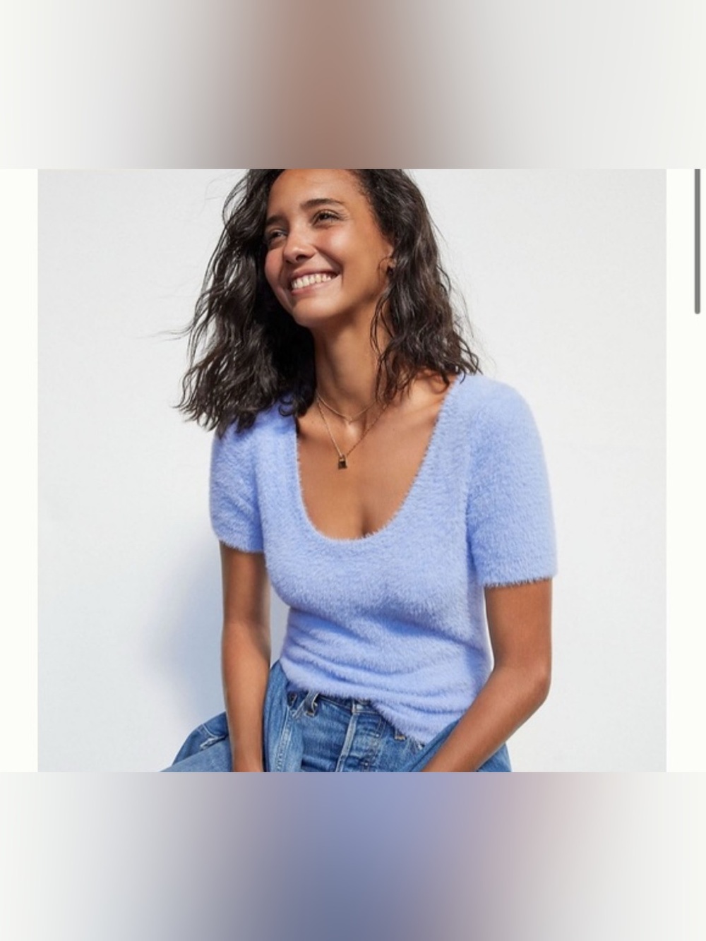 Maeve Rona Eyelash Sweater Light Blue